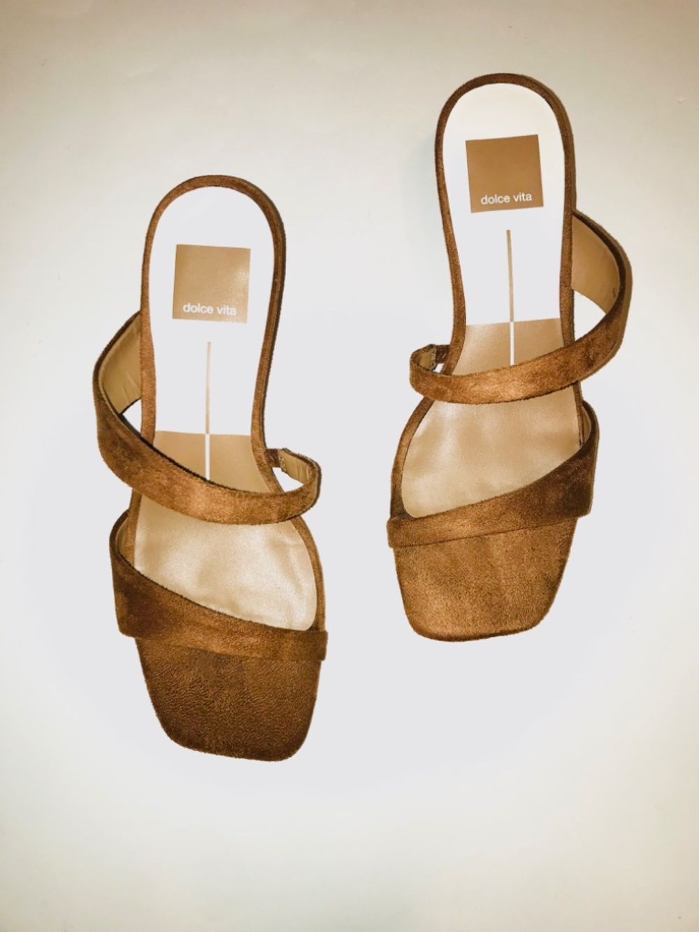 NWT Dolce Vita Quilan Suede Strappy Wedge Sandals Slides Brown Square Toe 6 NIB - Picture 3 of 15
